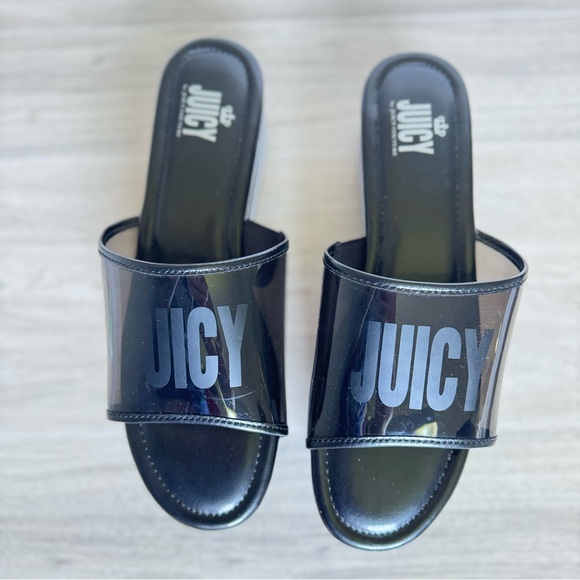 Black & white striped Juicy by juicy couture platform Y2K style sandals - Picture 1 of 10